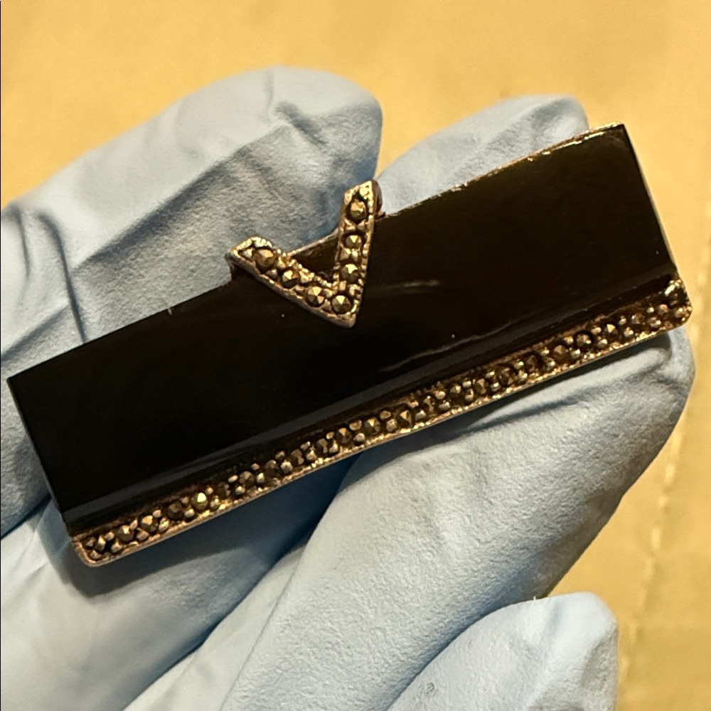 Sterling Silver 925 Rectangular Brooch With Marca… - image 2